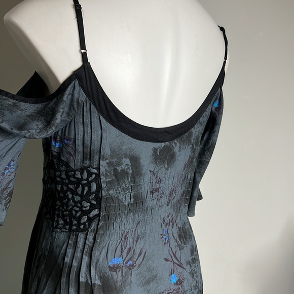 Free People Summer Art Print Teal Dress size 6 - Picture 7 of 9